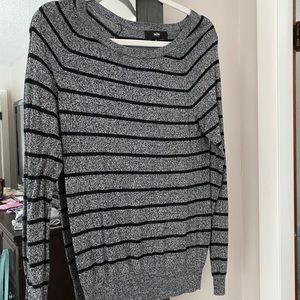 Gray with black striped sweater